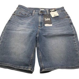 Lee Women's 6M Midrise Bermuda Reg Fit Ultramarine Short Blue Denim Jean New